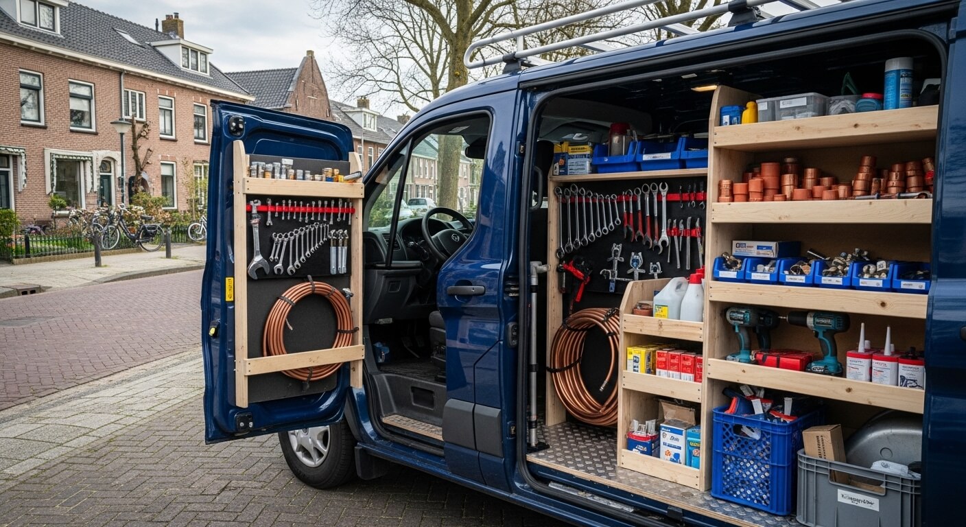 Loodgietersbusje op straat