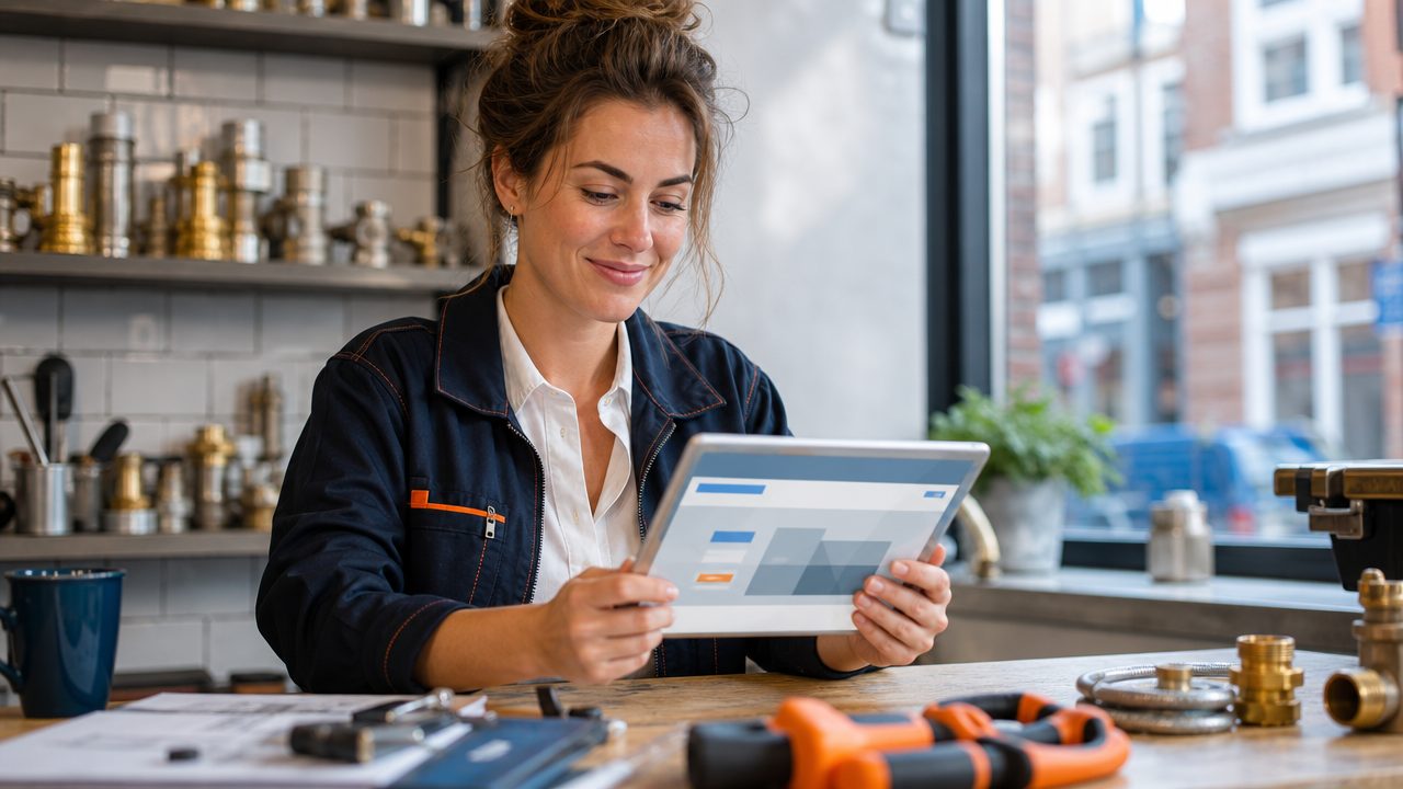 Loodgieter bekijkt nieuwe website preview op tablet