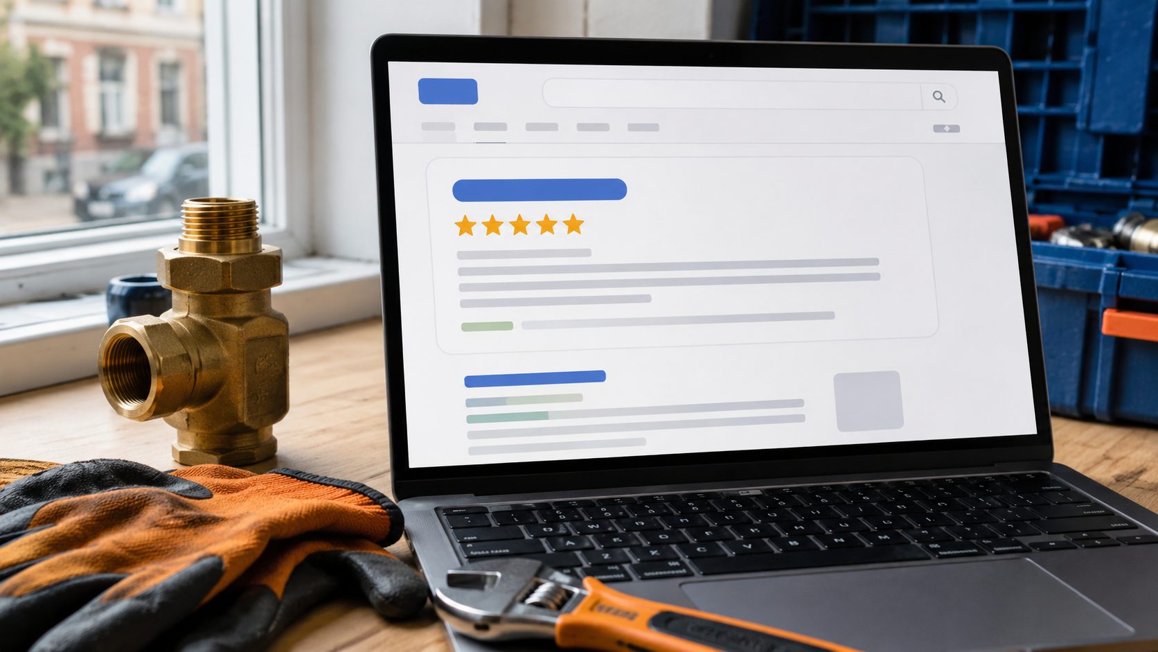 Google Maps search result met 5-sterren rating voor loodgieter bedrijf