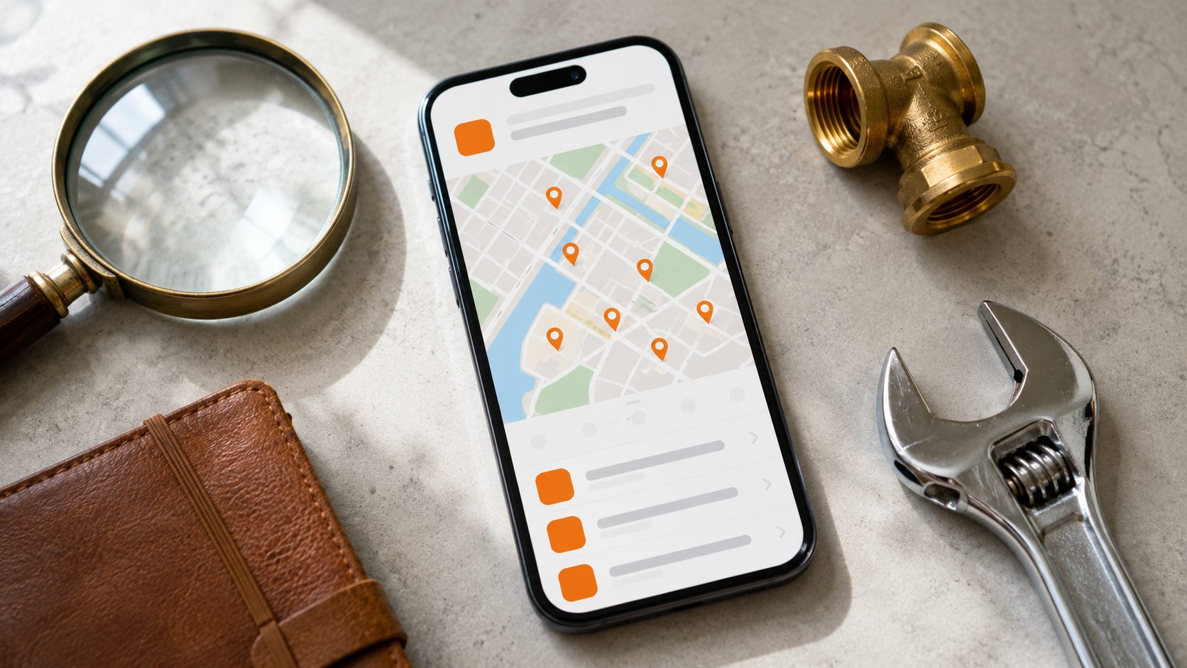 Google Maps listing voor loodgieter bedrijf op smartphone